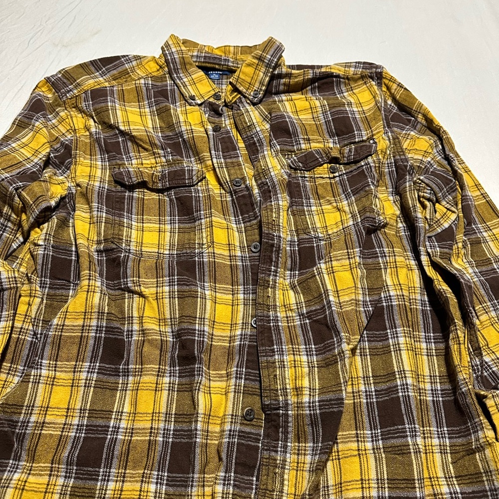 Men's Plaid Shirt - Yellow and Brown